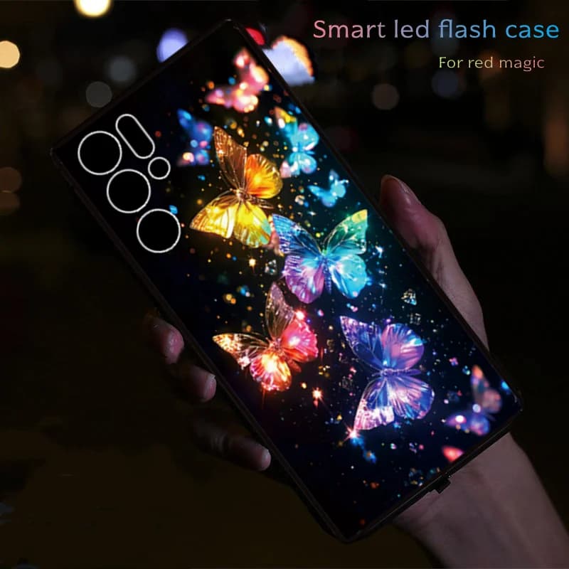 Butterfly For Nubia Red Magic 9s 8s 10s Pro Plus Luminous Glitter Phone Case For ZTE Redmagic 8 9 10 Pro+ LED Back Cover Etui