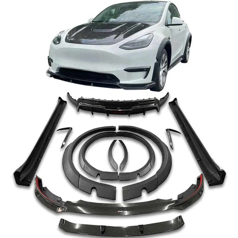 High Quality Carbon Fiber Body Kit Front Lip Side Skirts Rear Diffuser Spoiler Exterior Tuning Accessories For Model Y