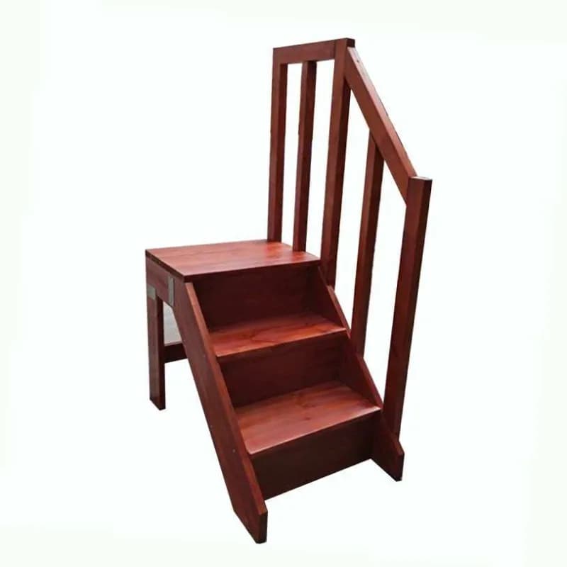 Household unilateral mobile solid wood ladder corner rotating platform stage stairs indoor fashion loft climbing