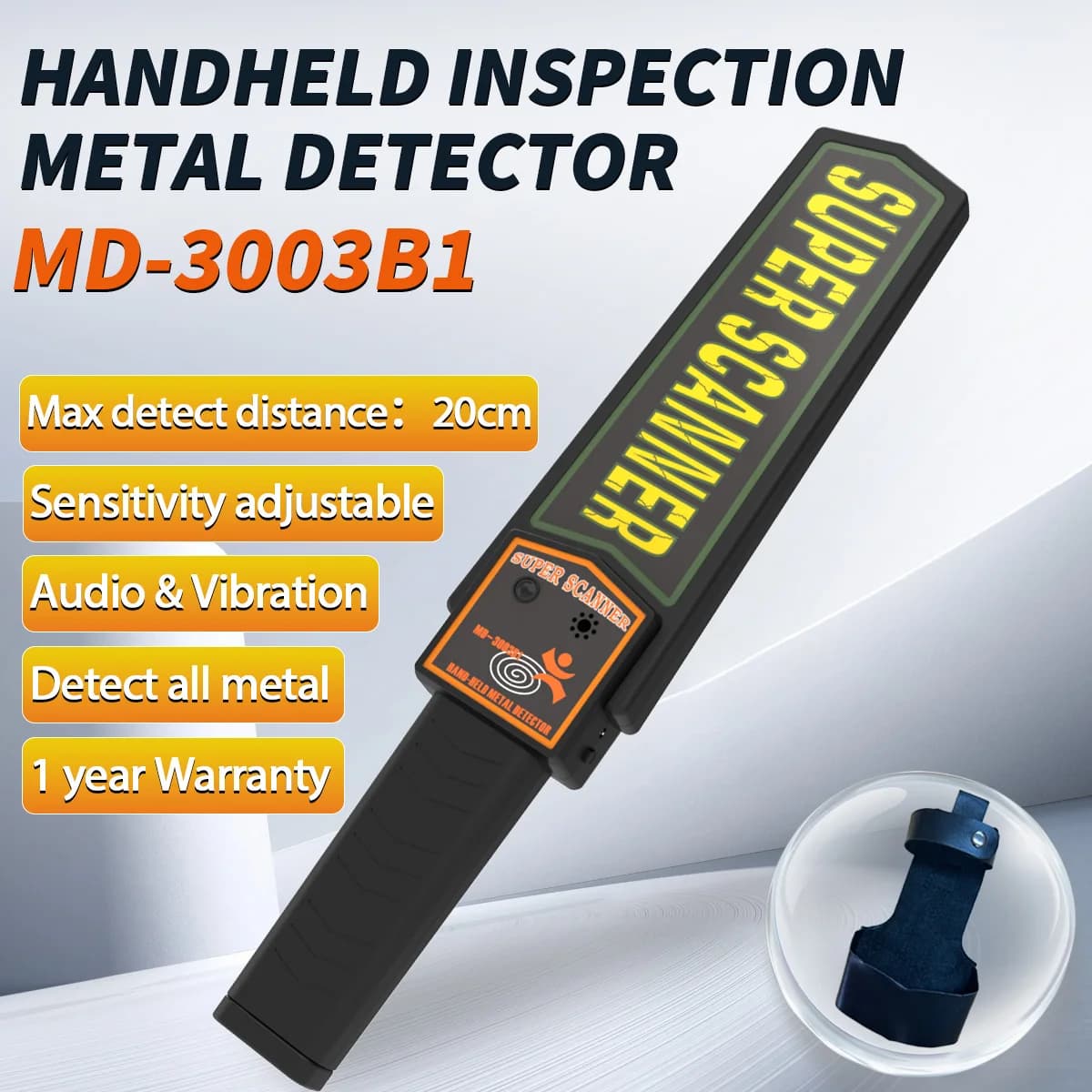 Treasure Hunter MD-3003B1 Security Check Wand Inspection Handy Scanner Full Body Hand Held Security Metal Detector