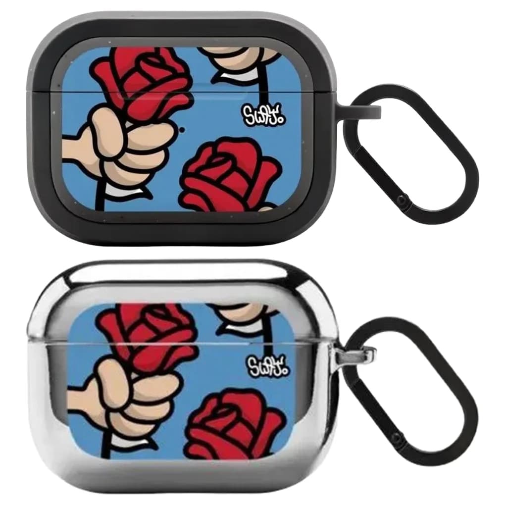 Handheld Rose Frosted Electroplated Case for AirPods 3 4 Pro3 Pro2 Airpod Pro Bluetooth Earbuds Charging Box Protective Cove