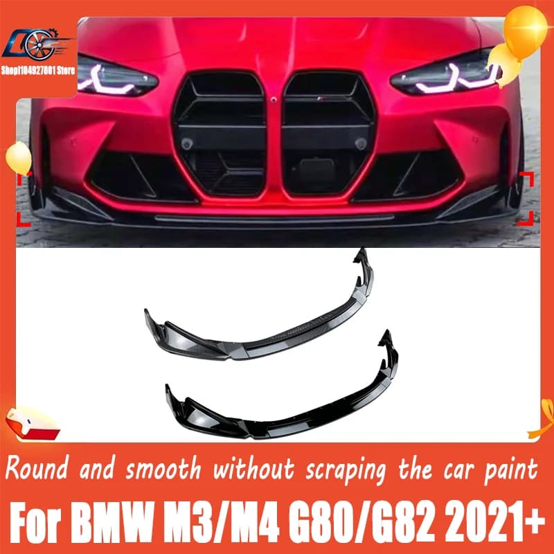 Premium V-Style Front Lip / Corner Splitter For BMW M3/M4 G80/G82 2021+ Aerodynamic Design, Perfect Fit.