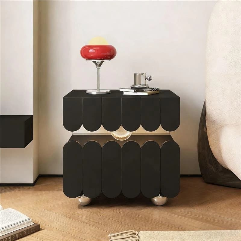 Minimalist solid wood light luxury creative bedroom light luxury storage bedside table