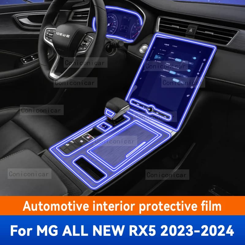 For MG All New RX5 2023 2024 Car Interior Center Console Screen Transparent TPU Protective Film Anti-scratch Repair Accessories