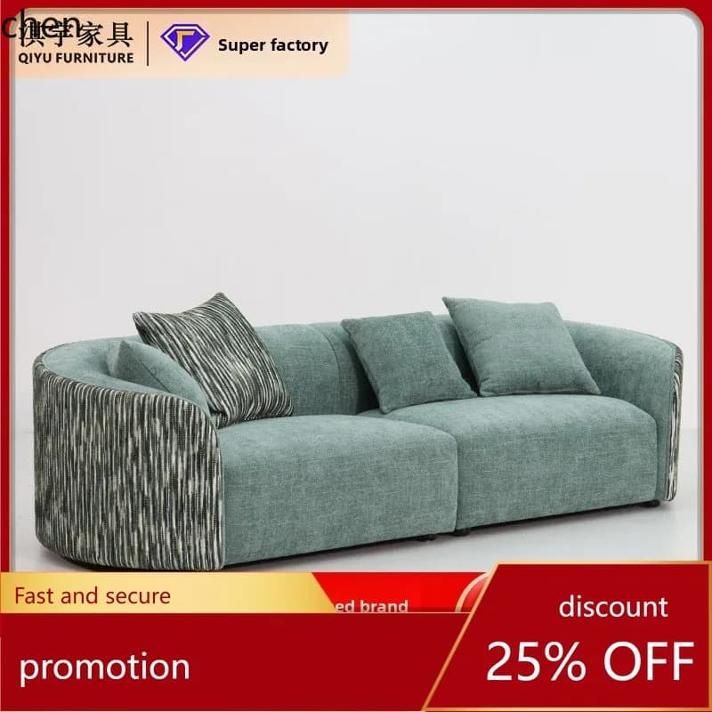 HT Fabric Curved Sofa Wabi-Sabi Model Room Living Room Furniture Curved