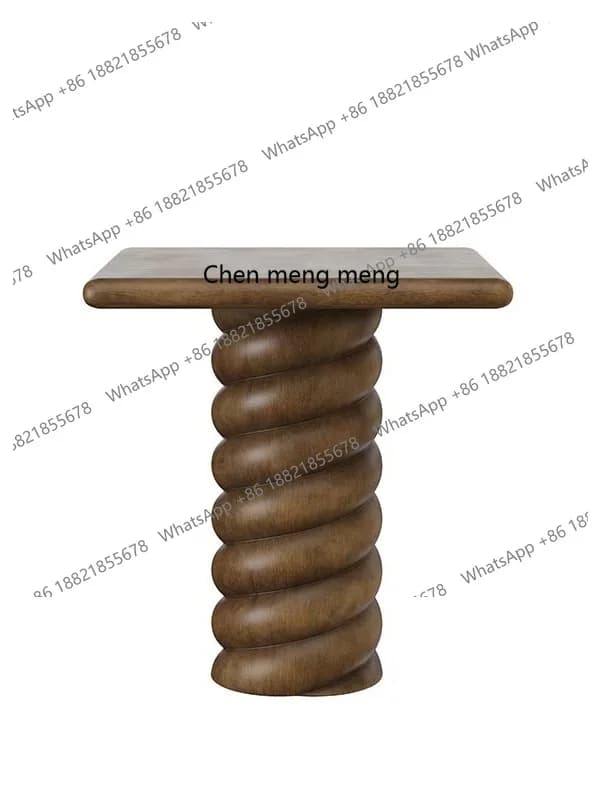 Natural travertine entrance table, spiral pattern solid wood edge table, high-end view table