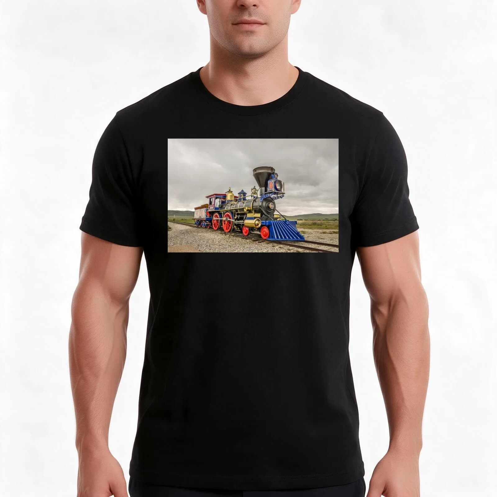 Steam Locomotive Jupiter T-Shirt, Summer Casual Cotton Tee, Oversized Streetwear Tops, Vintage Graphic Print, Unisex Men Women