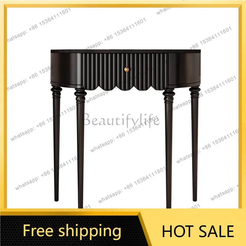 XX. French entrance door semi-round entrance table corridor solid wood minimalist entrance platform