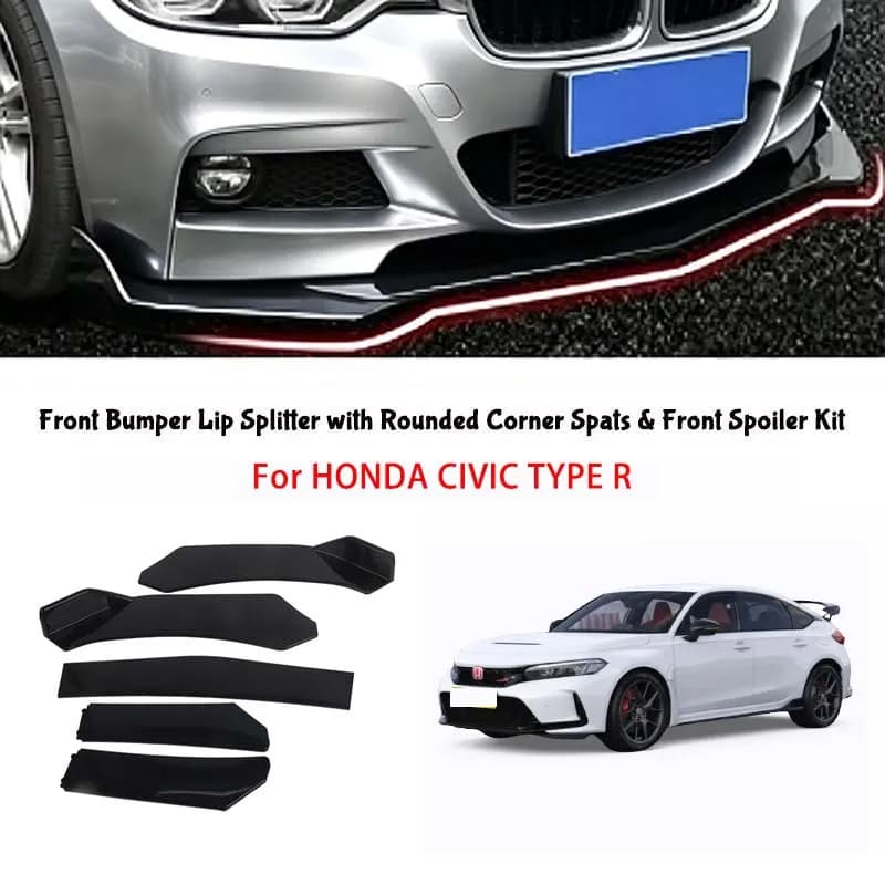 For HONDA CIVIC TYPE R 5-Segment Adjustable Front Bumper Lip Splitter Body Kit