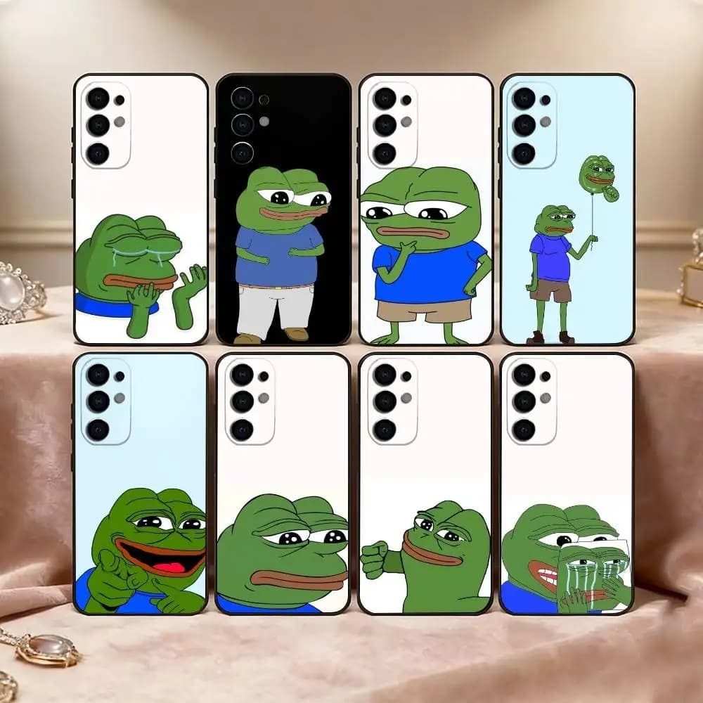 Sad Funny Frog Meme Phone Case For Samsung S25,S24,S21,S22,S23,S30,Ultra,S20,Plus,Fe,Lite,Note,10,Black Cover