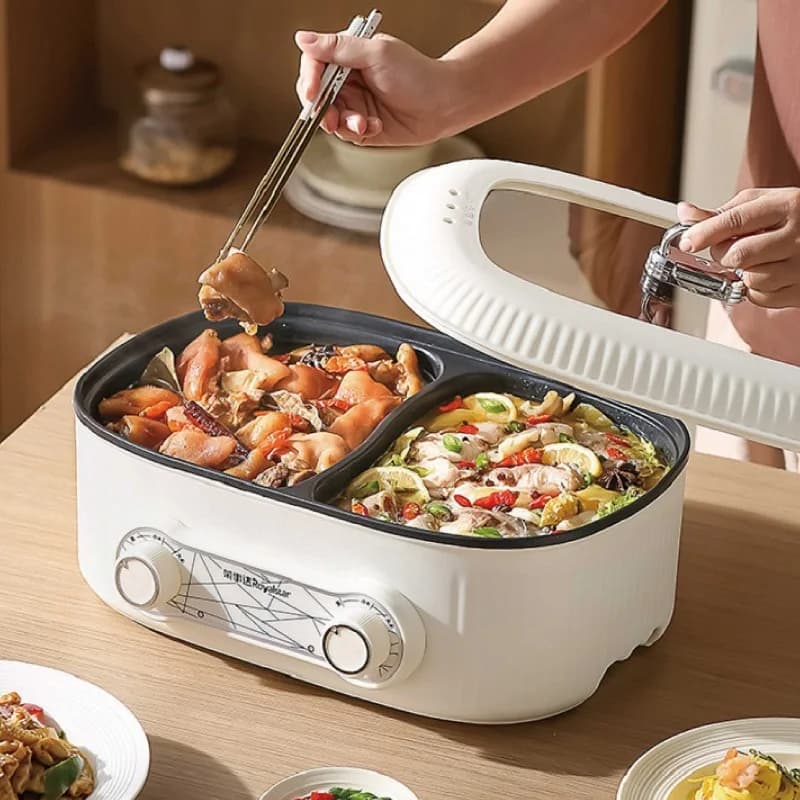 6L Double Liner Electric Hot Pot Large Capacity Non-stick Electric Frying Pan Multi-function Electric Cooking Pot Kitchen Tools