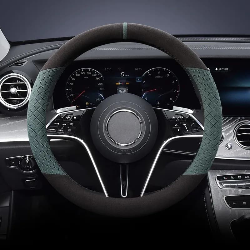 Suede Leather Car Steering Wheel Cover 38cm Universal Steering Wheel Grip Car Accessories Interior Anti Slip Car Steering Covers