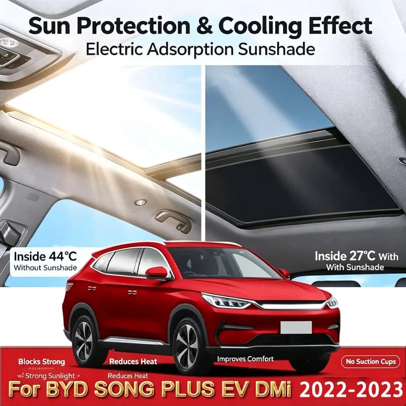 For BYD SONG PLUS EV DMi 2022 2023 Heat Insulation Skylight Sticker Accessories Car Electrostatic Adsorption Sunroof Sunshade