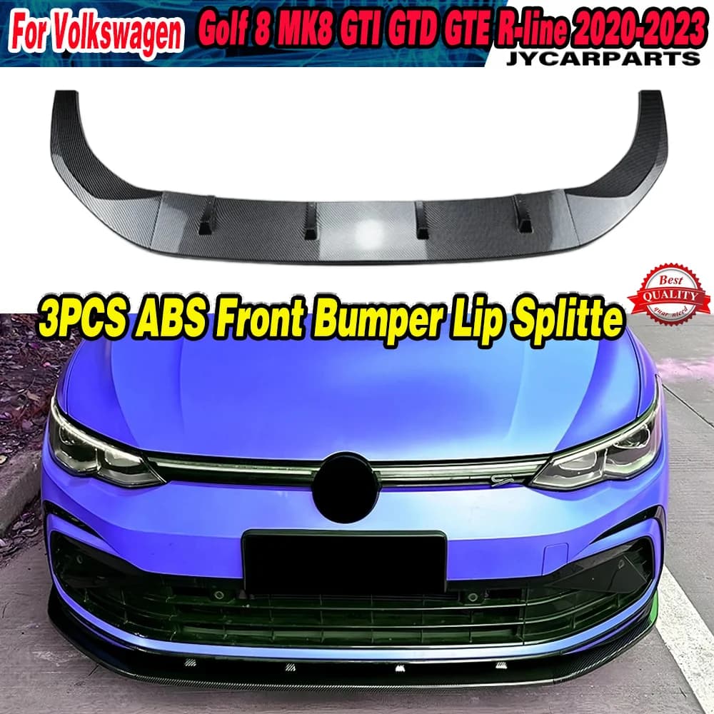 Car Front Lip Spoiler Splitters Diffuser Bumper For VolksWagen VW Golf 8 MK8 GTI GTD GTE R-line 2020 2021 2022 2023 Trim BodyKit