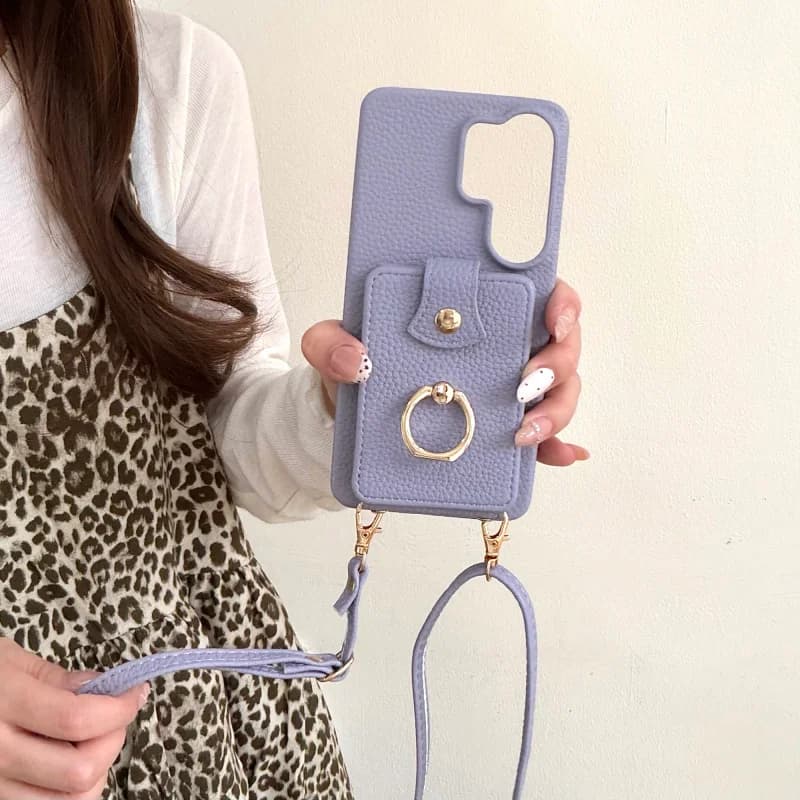 For Samsung Galaxy A57 A37 A56 A36 Case Protective Shell Back Cover Fashion Leather Card Bag Texture With Ring And Lanyard
