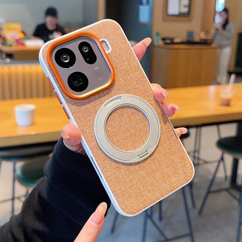 Grain Line Phone Case For OPPO Find X9 Pro Magnetic PC Hard Shell Protective Solid Color With Holder Find X9 Back Cover