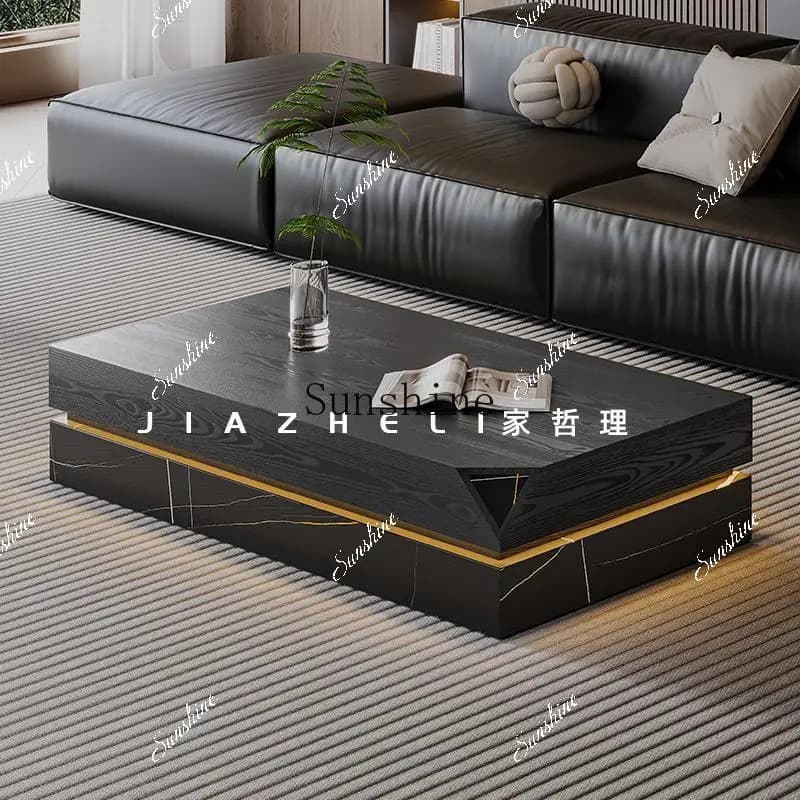 Minimalist solid wood coffee table black rose living room light luxury rock home high-end coffee table customization  FT