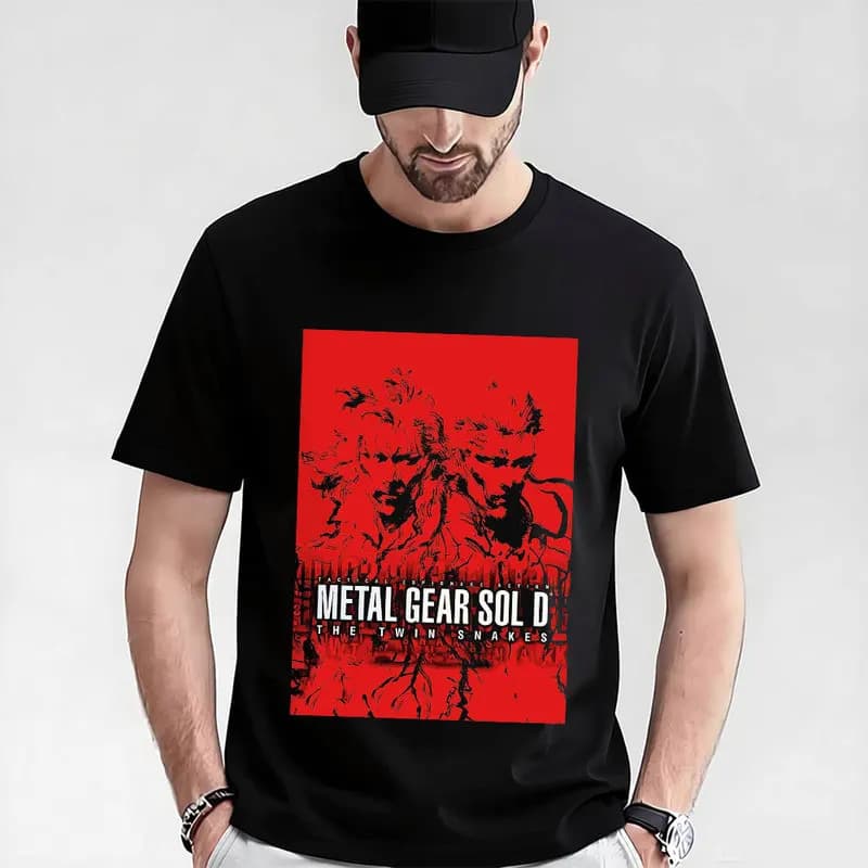 Metal Gear Solid MGS Game Gift T‑Shirt for Gamer 0315 Unisex Cotton Short Sleeve Tees Solid Snake Graphic Print Streetwear Tops