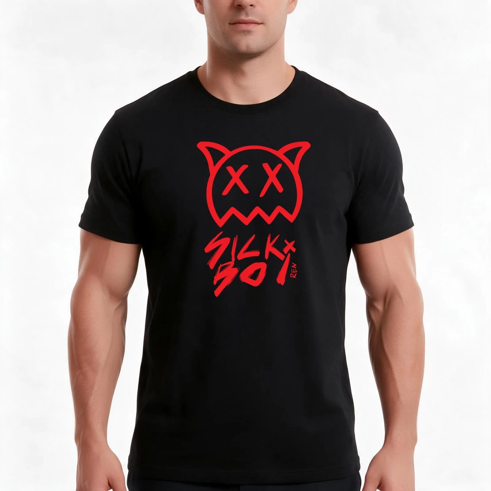 Red Sick Boi T-Shirt, Summer Casual Cotton Tee, Oversized Streetwear Tops, Vintage Graphic Print, Loose Fit Short Sleeve