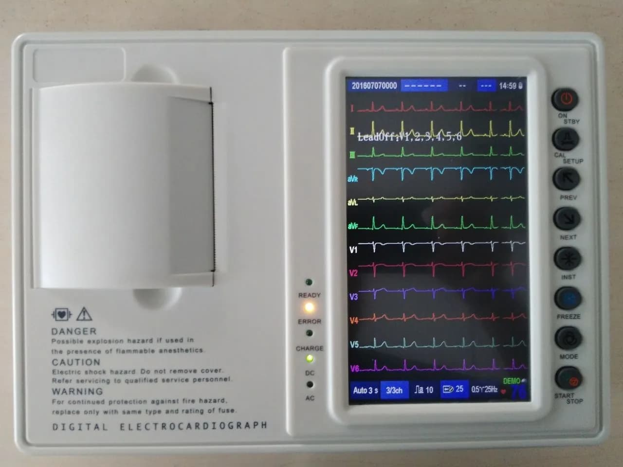 3 Channel Veterinary Use ECG Machine JZ-ECG1203D  with  Analysis 7 Inch Color Touchscreen Display