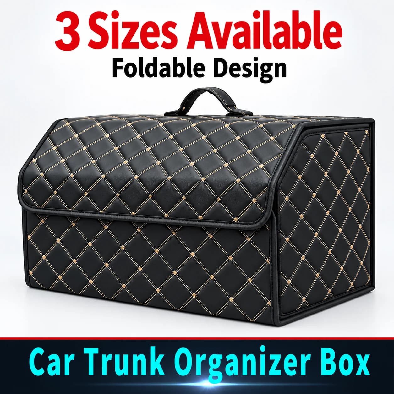 Folding Leather Car Trunk Organizer Large Capacity Storage Box Multiuse Tool Stowing Case Emergency Vehicle Cargo Auto Accessory