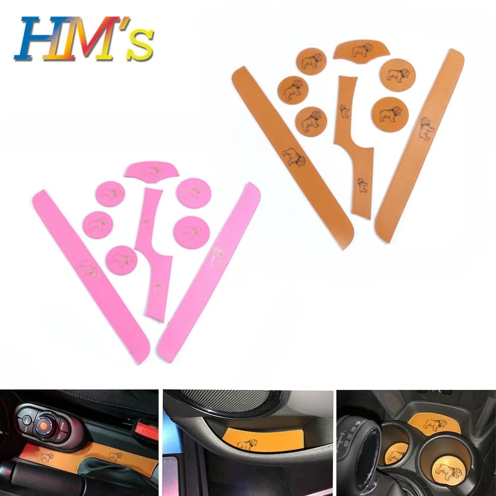 Compaitible With Cooper F56 Car Interior Door Groove Mat Water Cup Mats Pad Anti Slip Dust Coaster Mat Decor Accessories