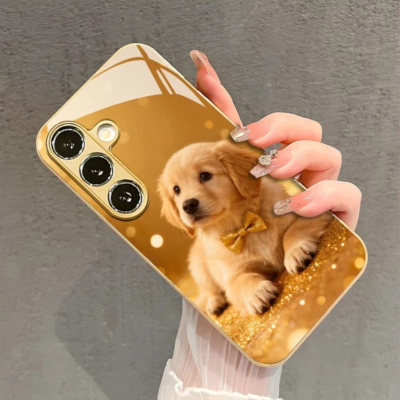 Cute fashion dog Phone case s26 ultra case s25 plus s24 Glass phone case for Samsung Galaxy s26/s25/s24/s23/s22/s21Ultra FE Plus