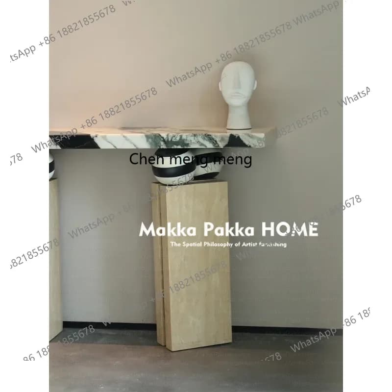 2003Italian minimalist designer creative marble entrance table light luxury decoration entrance table
