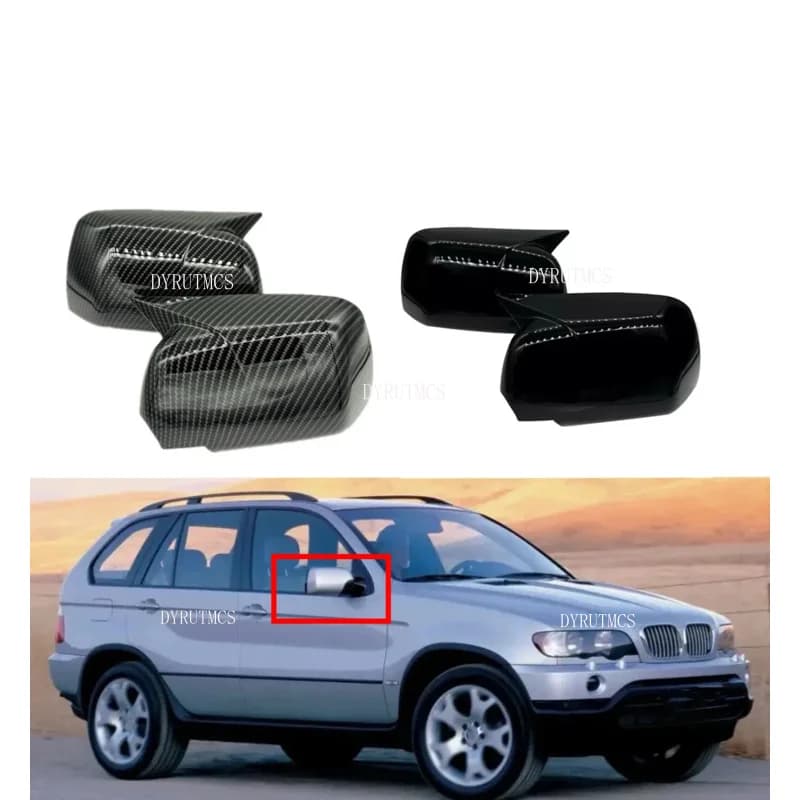 For BMW X5 E53 1999 2000-2006 Car Sticker Rearview Side Mirror Cover Wing Cap Outer Door Rear View Case Trim Carbon Fiber ABS