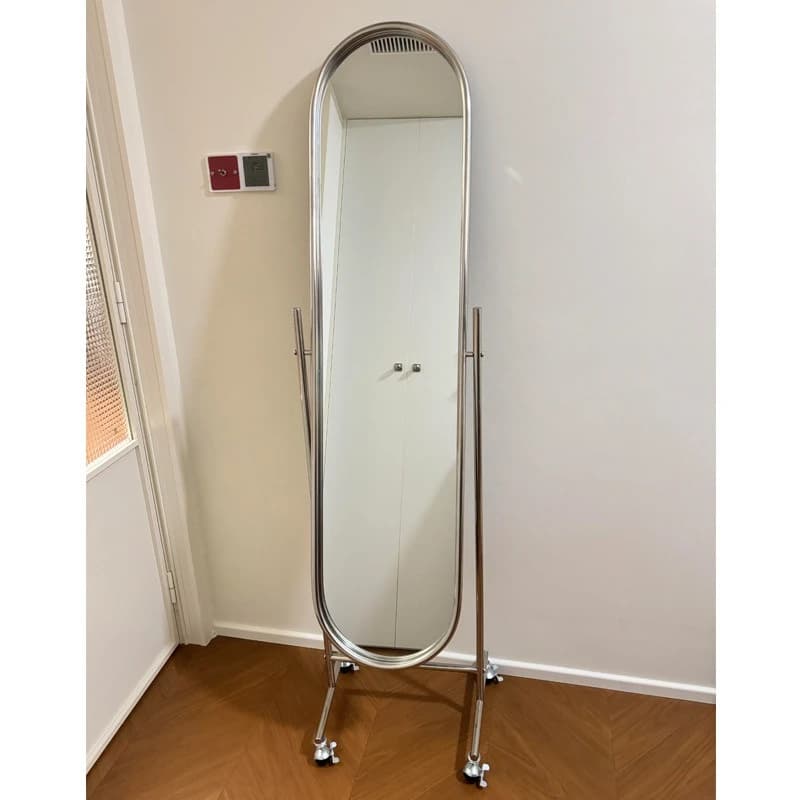 Medieval full-length mirror floor-to-ceiling mirror household bedroom removable full-length mirror oval fitting
