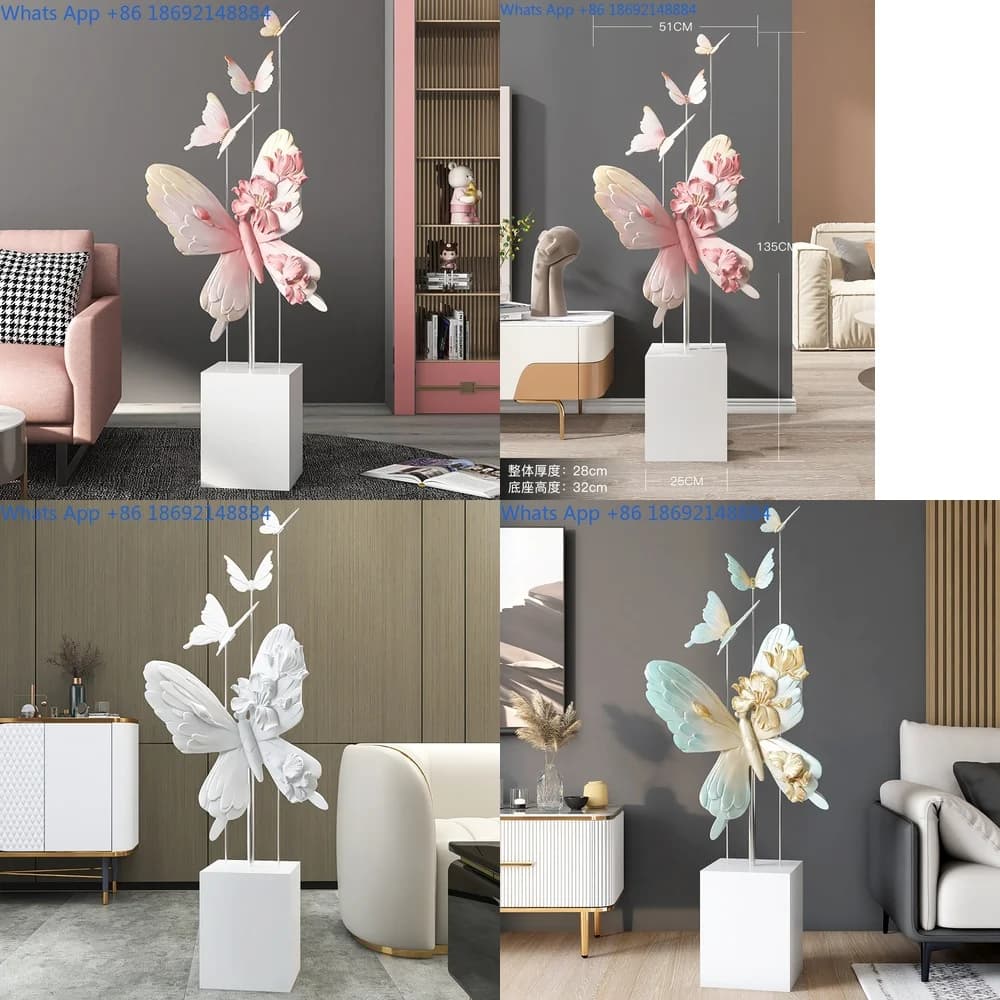Large Luxury Butterfly Floor Decorative Sculpture for Living Room Sofa Side TV Console Home Decoration Housewarming Gift