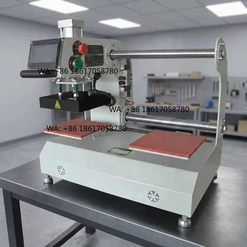 Dual Station Heat Press Machine Pneumatic Shuttle Heat Transfer Machine with Touch Screen for T-shirt Logo and Label Printing