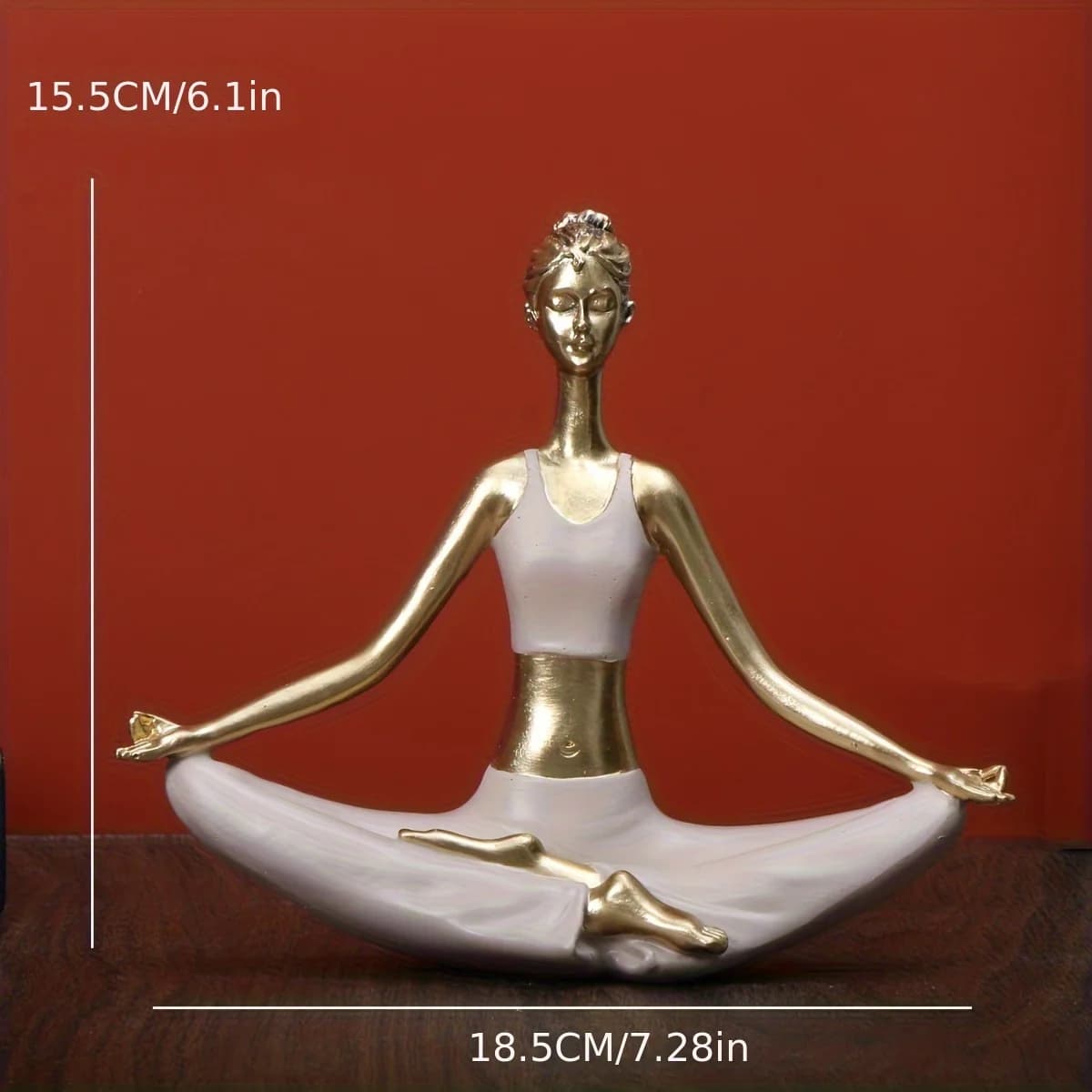Elegant Resin Yoga Art Figures Abstract Meditation Decor Zen Home Decor Versatile White & Golden Accents