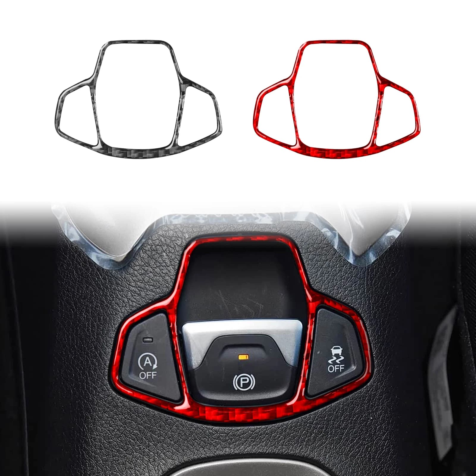 For JEEP RENEGADE 2015-23 Carbon fiber Car Interior Accessories Center Console Handbrake Button Panel  Cover Trim Sticker