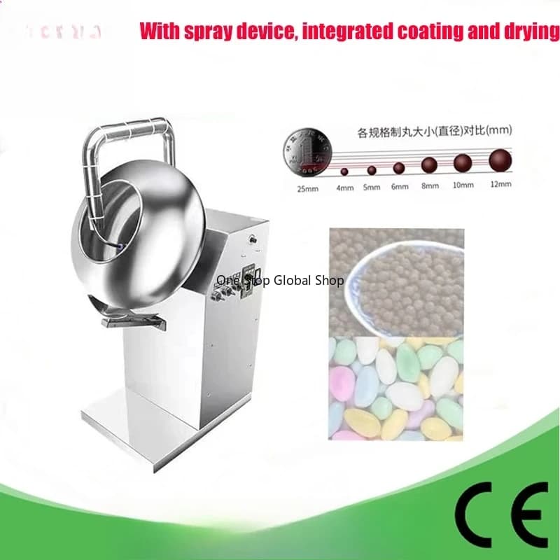 With spray , integrated coating and drying Automatic Tablet Cashew Peanut Chocolate Sugar Film Coating Machine