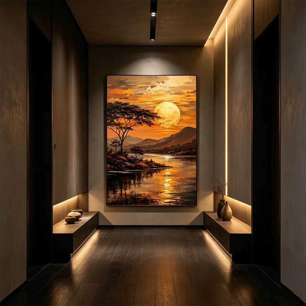 Sunset Mountain River Landscape Canvas Wall Art Unframed Modern Artwork Picture for Living Room Decoration Print Painting