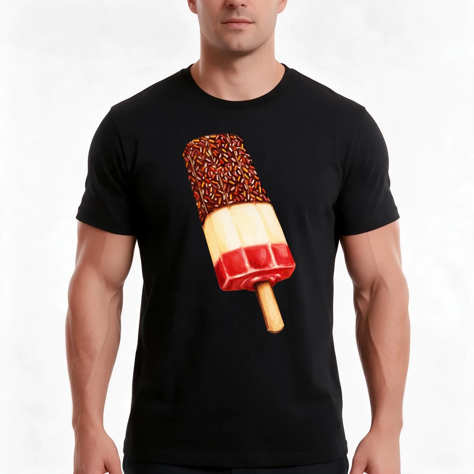 Fab Ice Lolly Pattern T-Shirt, Summer Casual Cotton Tee, Oversized Streetwear Tops, Vintage Graphic Print, Unisex Men Women