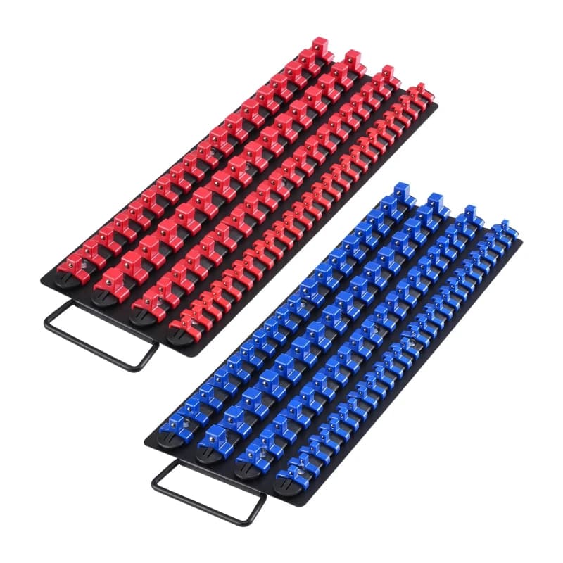 2PCS Portable Socket Organizer Tray Metric  Set Hold up to 160 Sockets 3/8" 1/2" Socket Rail for Tool Box Drawer