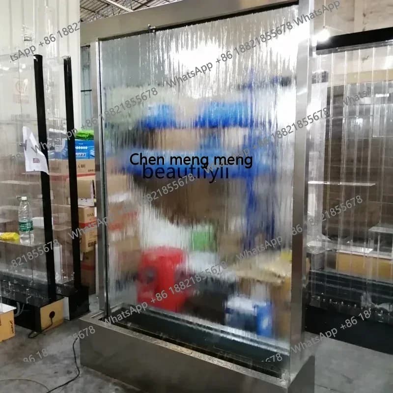 S7486 ss Glass Water Wall Entrance Partition Water Curtain Fountain Light Indoor Courtyard Landscape Water Curtain Wall Screen