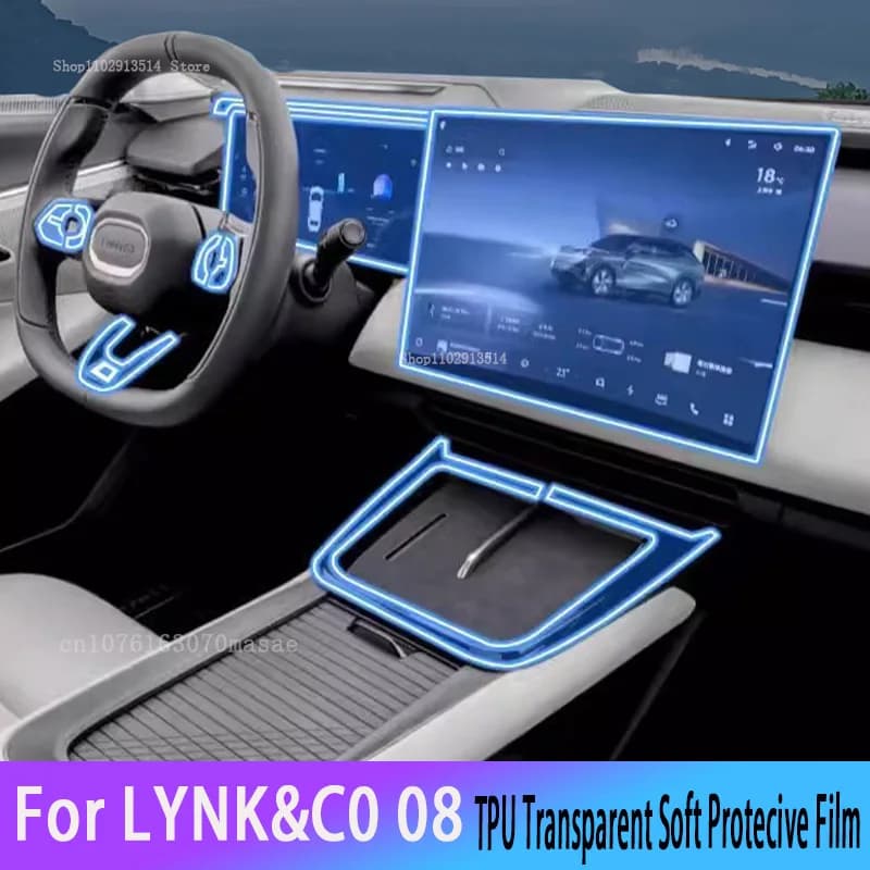 For  LYNK&CO 08 2024 LYNK CO Car Interior Dashboard GPS Navigation Screen Transparent TPU Protective Film Car Repair Sticker