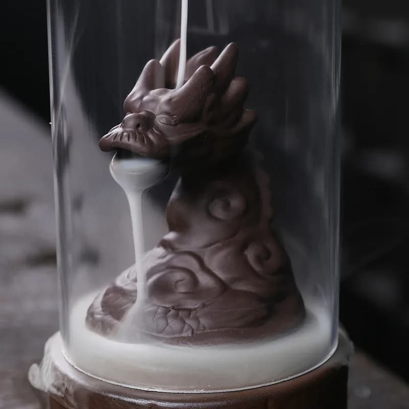 Purple Sand Waterfall Reverse Flow Incense Burner with Acrylic Cup Windproof Incense Seat, Suitable for Meditation (No Incense)