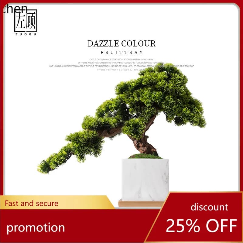 YFY Artificial Plant Thuja Welcome Pine Bonsai  Tea House Hotel Entrance Table Sales Office New Chinese Style Soft Decoration