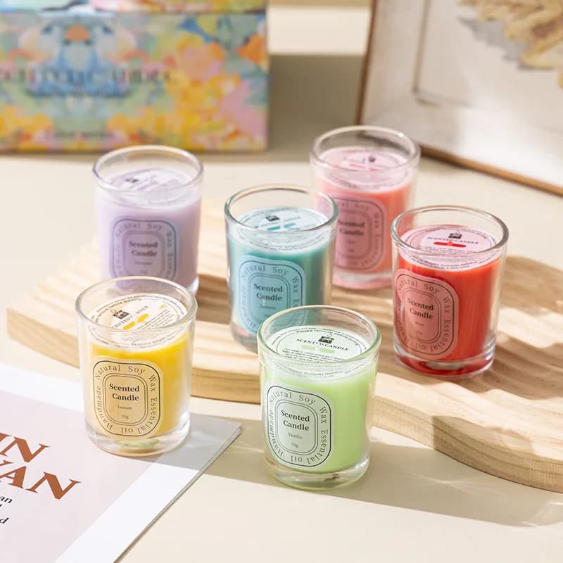 Colorful Glass Scented Candles Candle Set Creative Christmas Plant Aromatherapy Candle Gift Box