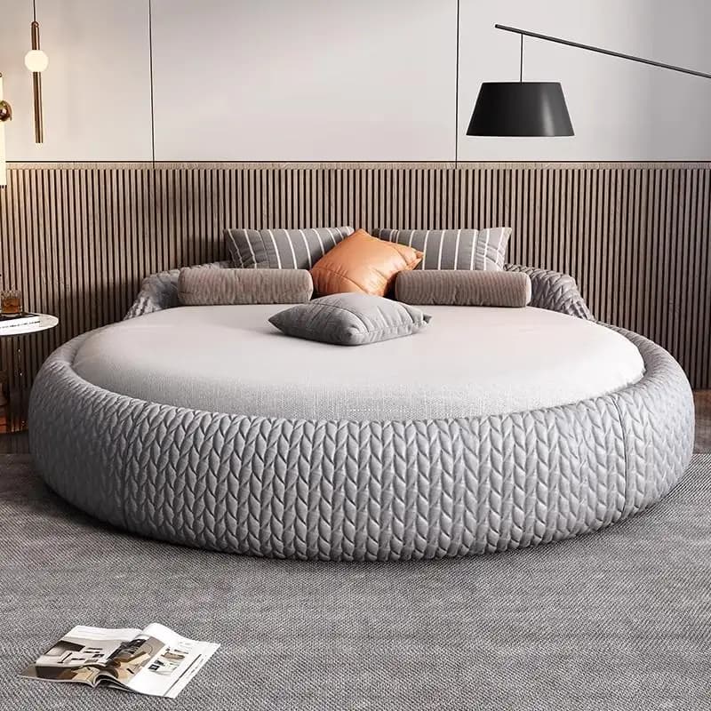 Waterproof cat claw technology cloth round bed  modern simple master bedroom wedding bed hotel couple cama de casal furniture