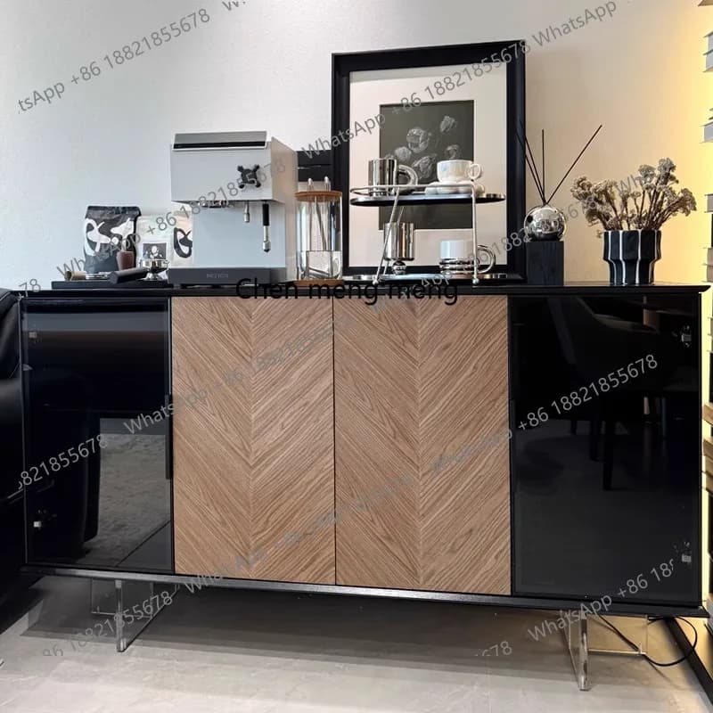 Italian minimalist side cabinet light luxury high-end locker living room display glass entrance cabinet