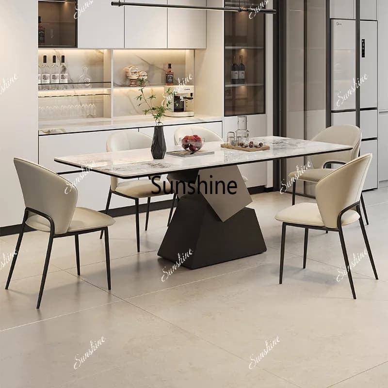 Living room household rectangular dining table light luxury small apartment dining table