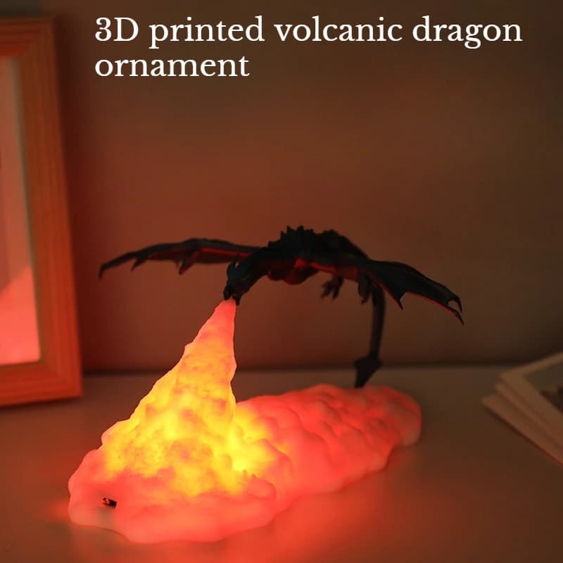 3D Printing Fire Dragon Creative Atmosphere Ornament LED Home Decoration Crafts Ornament Gift