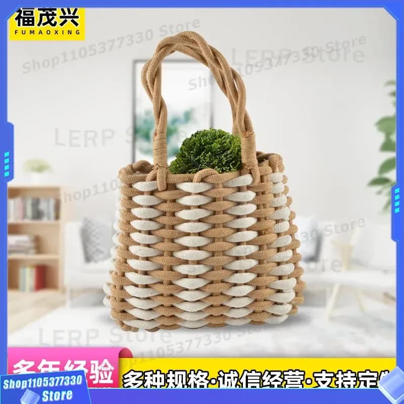 Handwoven Fruit Storage Basket for Living Room Desktop Simple Home Decor Organizer Natural Wicker Tray for Kitchen Countertop