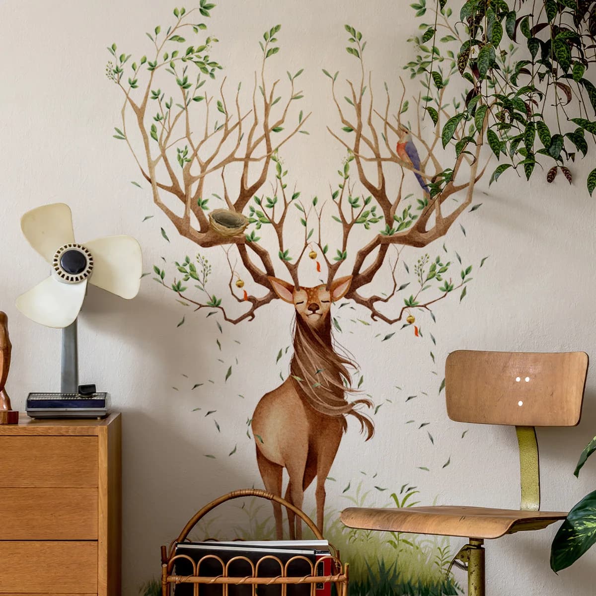 Nordic Elk Decorative Wall Sticker Background Wall Removable Wall Sticker Self-adhesive