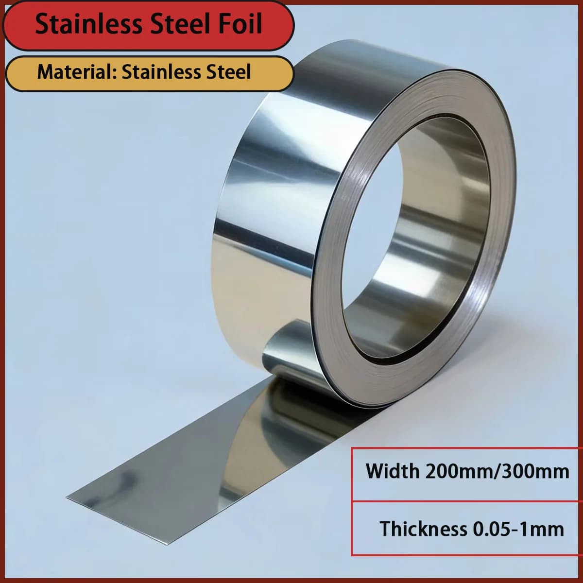Stainless steel foil with a thickness of 0.05-1mm is used for electronic shielding, thermal insulation protection, etc